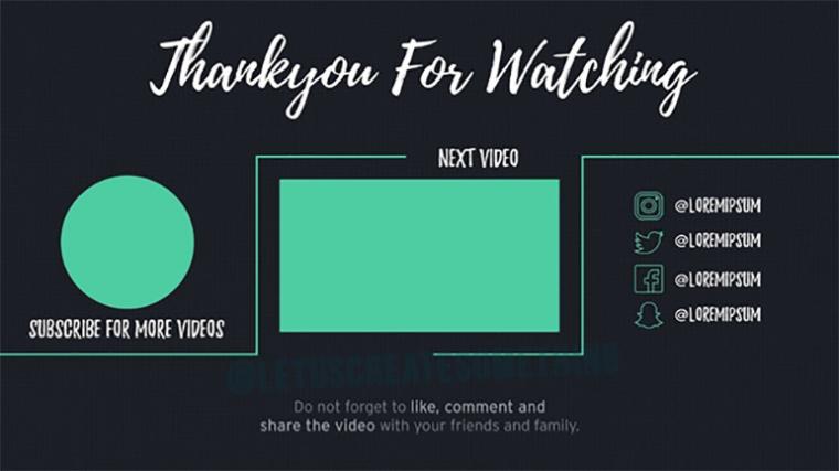 YouTube end screen